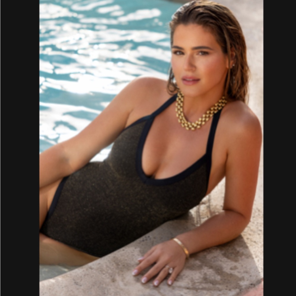 Cupshe x JoJo Atlantis expresso ribbed lured halter one piece